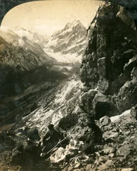 Mont Cook et le glacier et la vallée de Hooker, Nouvelle-Zélande, vers 1909