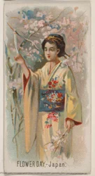 Jour des fleurs, Japon, de la série Holidays N80 pour les cigarettes Duke, 1890