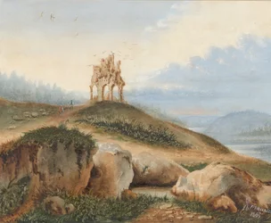 Paysage avec un château fantastique