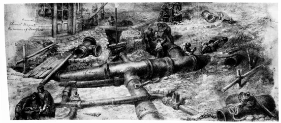 Construction des égouts communs à Holborn, 1845