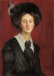 Hilda avec un chapeau noir