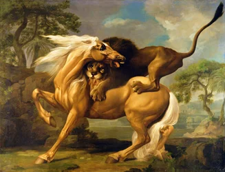 Un lion attaquant un cheval, v. 1762