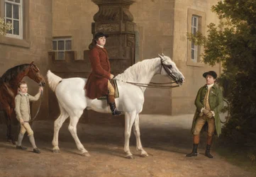 Détail de William Henry Cavendish Bentinck, 3e duc de Portland, devant les écuries de Welbeck Abbey, 1766-7