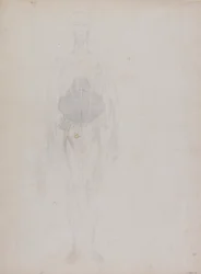 Figure humaine, vue antérieure (principalement en contour)
