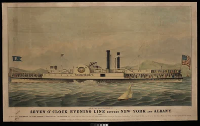 Ligne du soir de sept heures entre New York et Albany, Direct: Les bateaux à vapeur Knickerbocker et Rochester