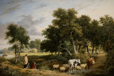 Paysage - Bétail traversant un ruisseau, 1831