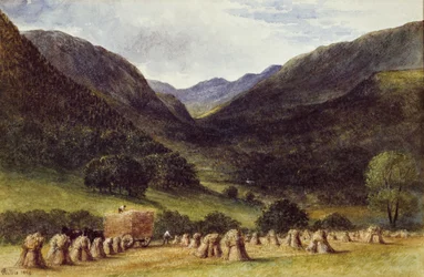 Temps de récolte, Llyn Crafnant, nord du Pays de Galles, 1869