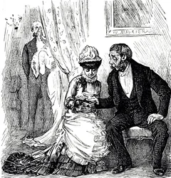 Une caricature commentant la popularité de la chiromancie parmi les riches. Illustré par George du Maurier (1834-1896) un caricaturiste et auteur franco-britannique