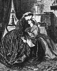 Une mère et sa fille recevant des nouvelles de la grave maladie du mari/père