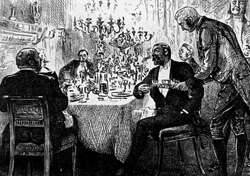 Une famille de la haute société à table
