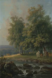 Chevaux et bovins près d