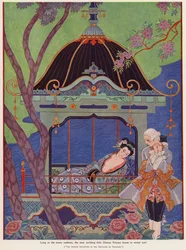 Princesse chinoise allongée dans un pavillon