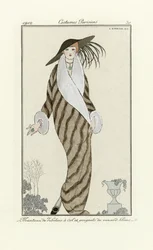 Manteau de Sable avec Garniture en Renard Blanc, de Costumes Parisien, pub.1912