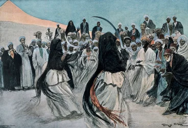 La danse des sabres bédouins dans le désert