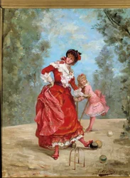 Partie de croquet. Peinture de Georges Jules Victor Clairin (1843 - 1919)