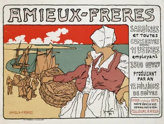 Publicité pour les sardines et conserves Amieux-Frères, par Georges Fay