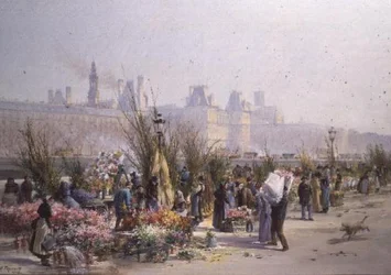 Marché aux fleurs près de la Seine