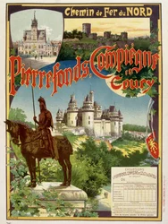 Pierrefonds, Compiègne et Coury - Affiche publicitaire des Chemins de fer du Nord, par G. Fraipont