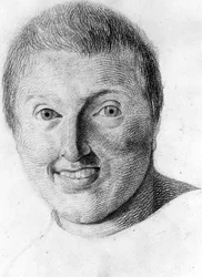 Un épileptique, dans « Étude de la physiognomie des aliénés », dessin de Gabriel