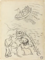 Étude pour "Les Pêcheurs" et hommes vidant des raies