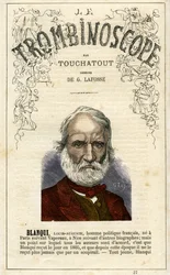Louis-Auguste BLANQUI (1805-1881) - illustration tirée du "Trombinoscope", périodique politique satirique de Léon-Charles Bienvenu, dit Touchatout (1835-1910) , monographie. 27, Paris, mars 1872