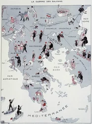 La guerre des Balkans : Carte du théâtre de guerre - dans "La Vie Parisienne" du 26/10/1912 (impression)