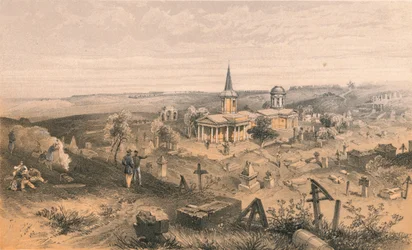Cimetière de quarantaine et église avec batterie française n° 50, 1856