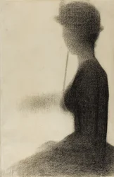 Femme Assise avec une Ombrelle