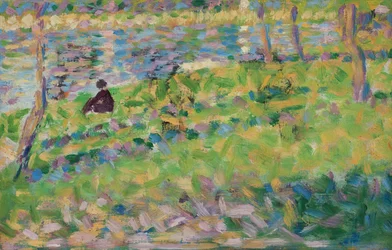 French: Paysage, homme assis