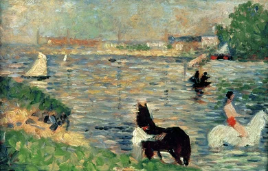 Chevaux dans une rivière, c.1883 (étude pour Baignade)