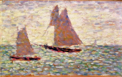 Deux voiliers à Grandcamp, vers 1885