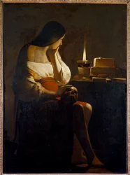 La Madeleine à la veilleuse, peinture de vanité par Georges de La Tour (1593-1652), XVIIe siècle, H. 1,28 x 0,94 m