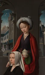 Panneau extérieur du Baptême du Christ, c.1502-08 (détail)