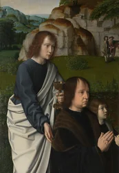 (détail) du panneau gauche du Baptême du Christ, c.1502-08