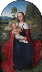 Néerlandais : Maria et enfant assis dans un paysage Vierge et enfant dans un paysage