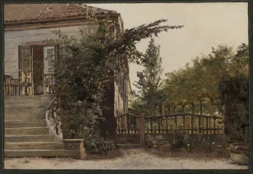 Une vieille femme près d