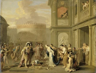 La reine Cléophis offrant du vin à Alexandre le Grand après sa conquête de Mazaka