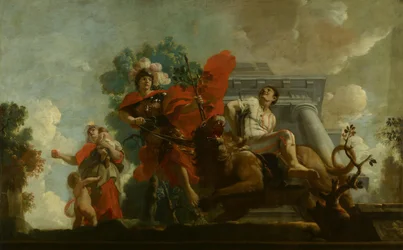 Fortitudo bride la folie : Représentation allégorique du soin des lépreux et des fous