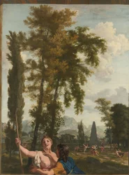 Paysage italien avec berger et bergère