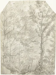 Bois de la Villa Madama près de Rome, avec un chasseur