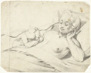 Vénus au lit avec Cupidon regardant