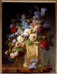 Panier et vase de fleurs. Peinture de Gerard De Spaendonck (1746-1822)