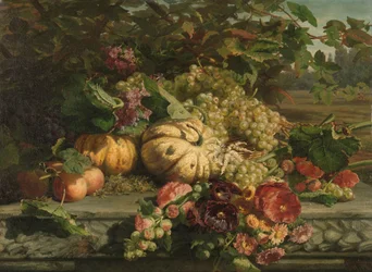 Nature morte avec fleurs et fruits