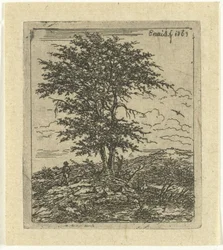 Paysage avec chêne et chasseur