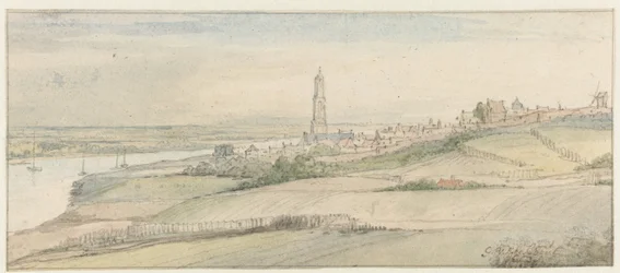 Vue de Rhenen et du Rhin depuis l