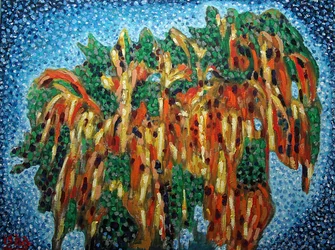 Palmier à noix de coco au crépuscule