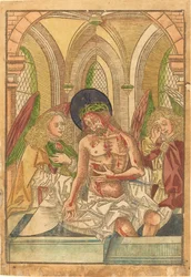 Christ dans le tombeau avec deux anges