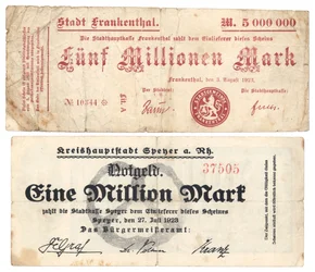 Billets de cinq millions et un million de marks, 1923