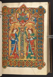 Le Christ et les anges couronnent deux saints monastiques