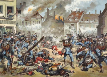 Bataille dans les rues de Bazeilles, guerre franco-prussienne, 1er septembre 1870